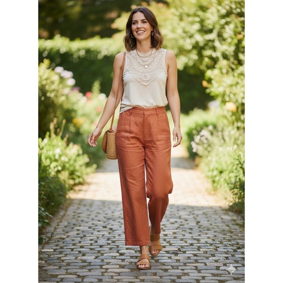 Clover + Scout Tops - Clover + Scout Women's Cream Lace Sleeveless Blouse Boho Summer Tank Top Size M